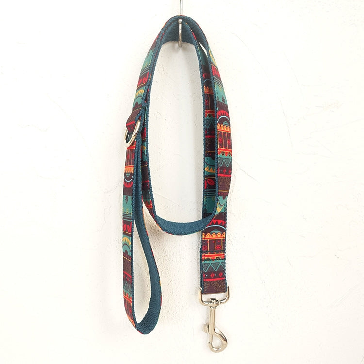 New Ethnic Style Dog Collar with Unique Pattern Leash