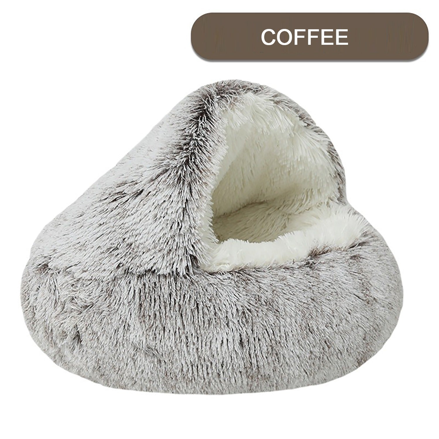 Plush Round Hooded Cat Bed