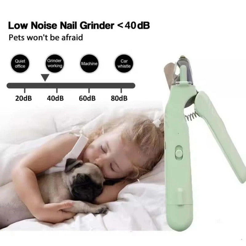White Pet Nail Trimmer with Light 2-in-1 Clipper & Grinder