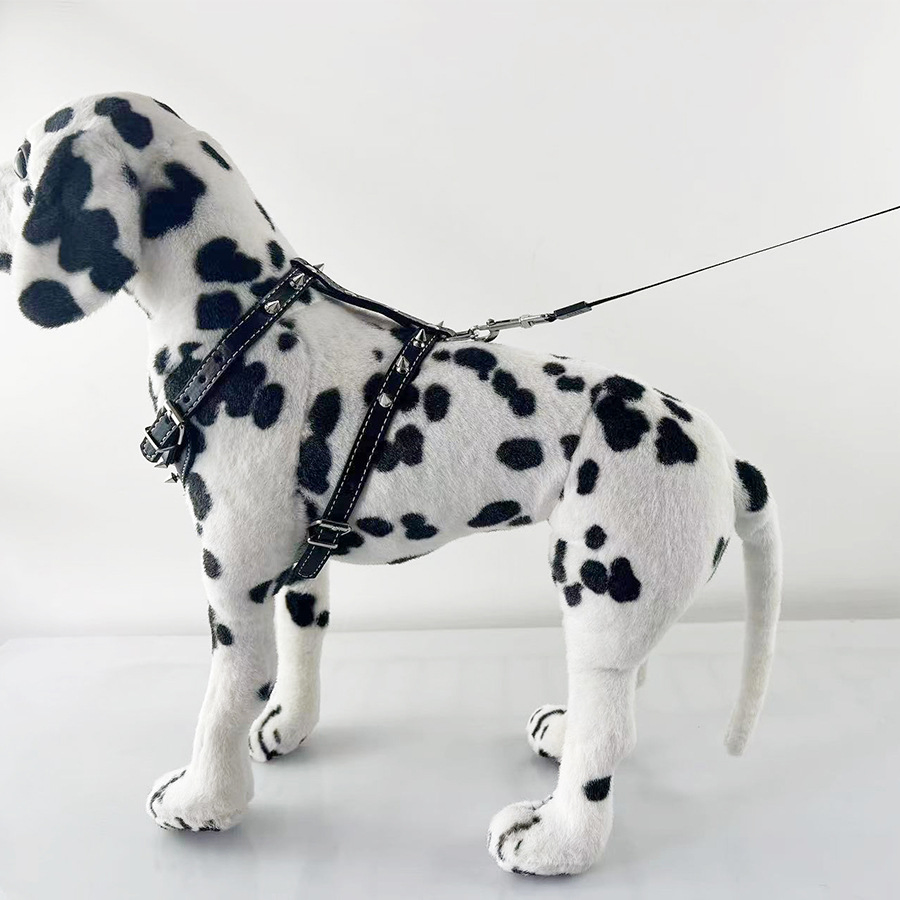 Stylish Adjustable Dog Camisole with Studded Leather Leash