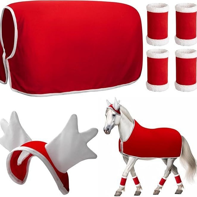 Christmas Horse Hat and Leg Warmer Set