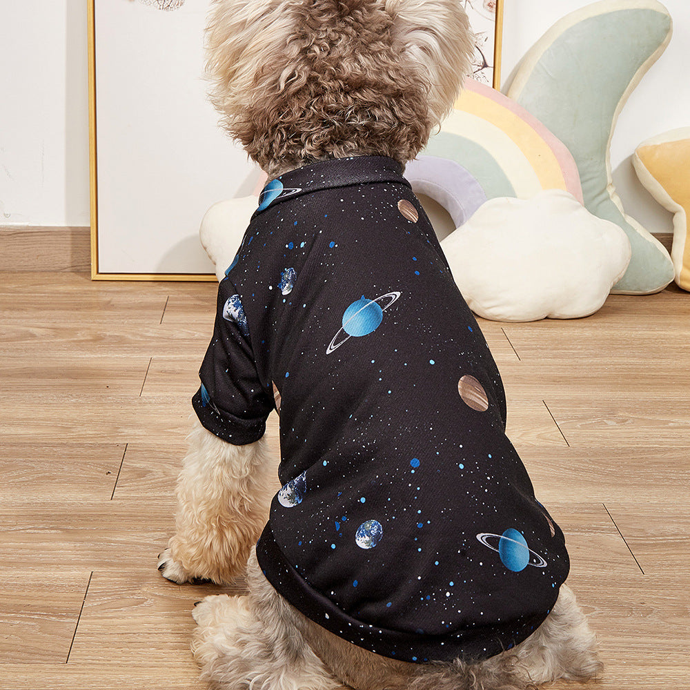 Cosmic Planet Print Dog T-Shirt for Cats