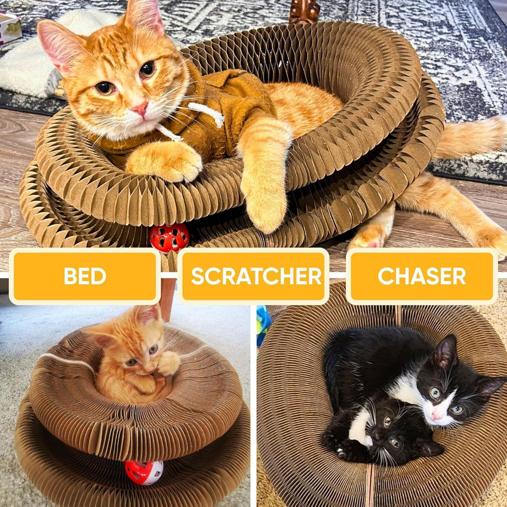 Cat Toy with Bells Accordion Scratching Post