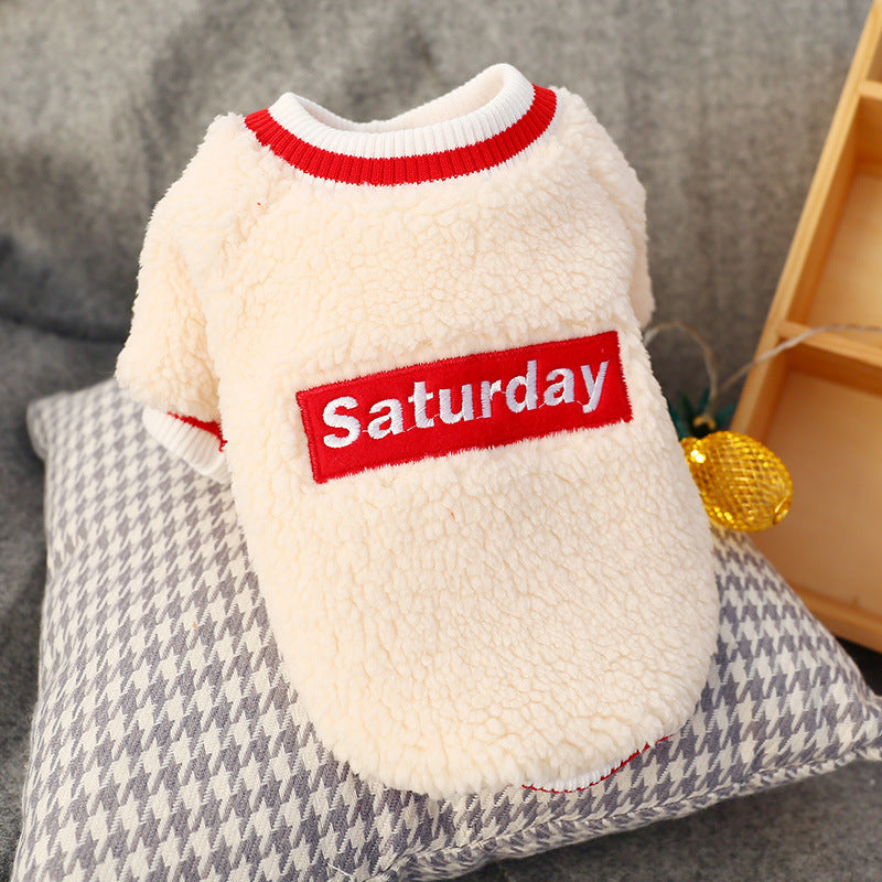 Teddy Dog & Cat Autumn/Winter Fleece Round Neck Outfit