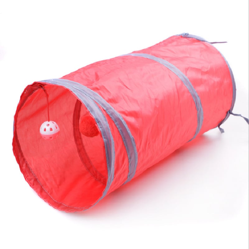 Collapsible Cat Tunnel with Ringing Paper Puzzle Toy