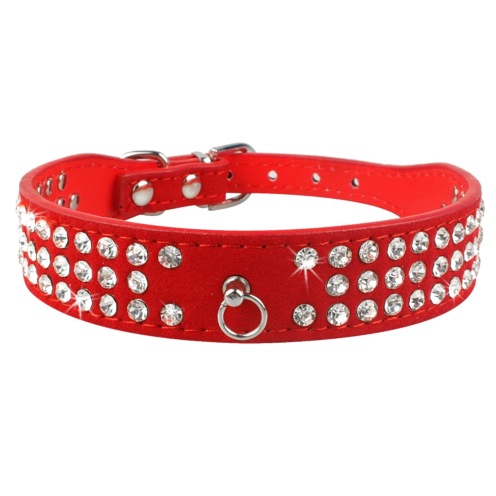Korean Velvet Pet Leash with Rhinestone Design