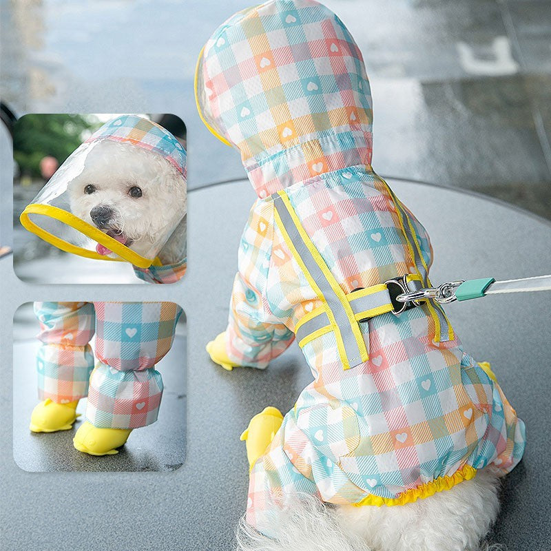 Integrated Chest and Back Raincoat for Dogs