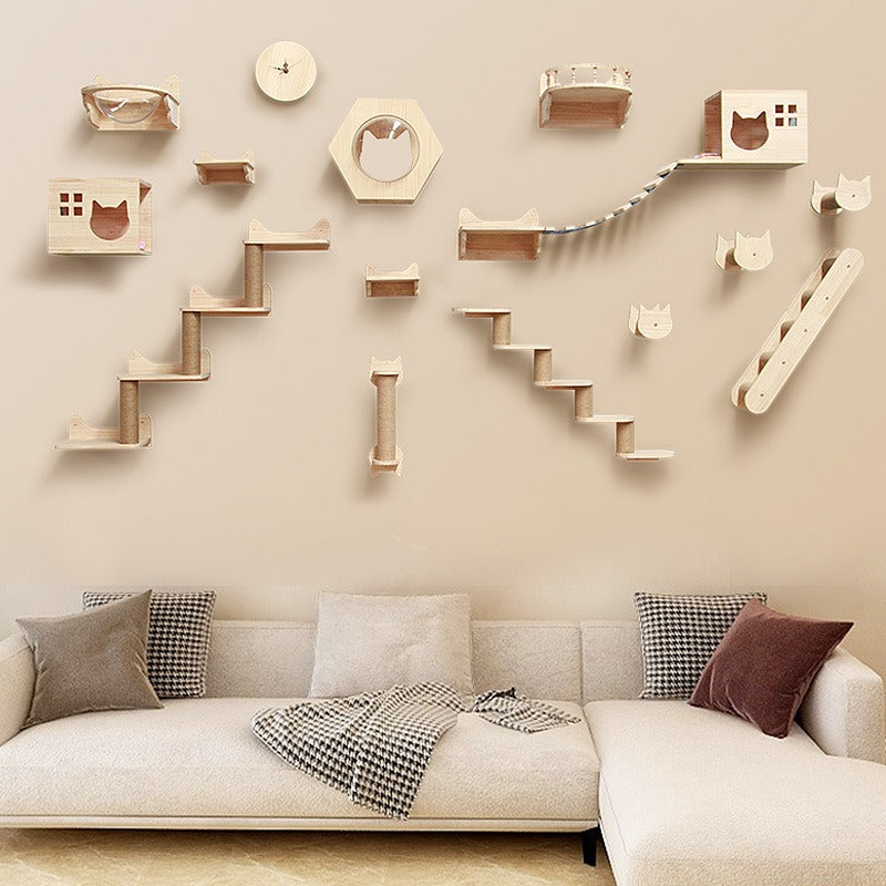 Wall-Mounted Solid Wood Cat Shelves & Perches