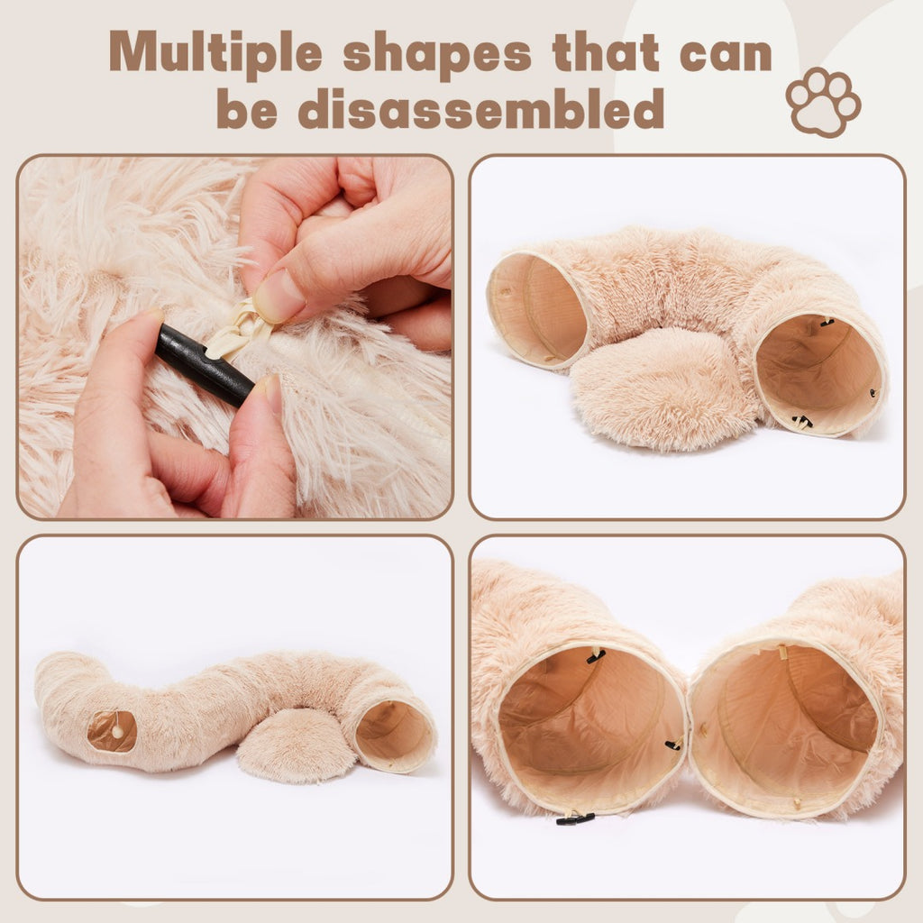 Cat Tunnel with Plush Bed for Cats