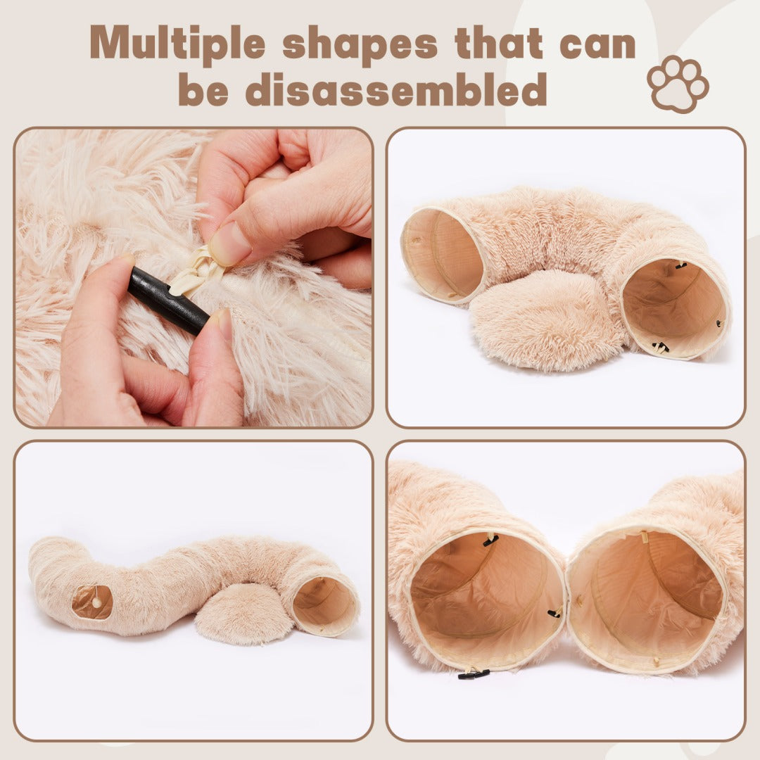 Cat Tunnel with Plush Bed for Cats