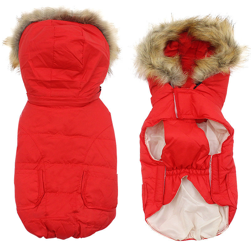Detachable Hooded Fur Collar Dog Clothes for Winter