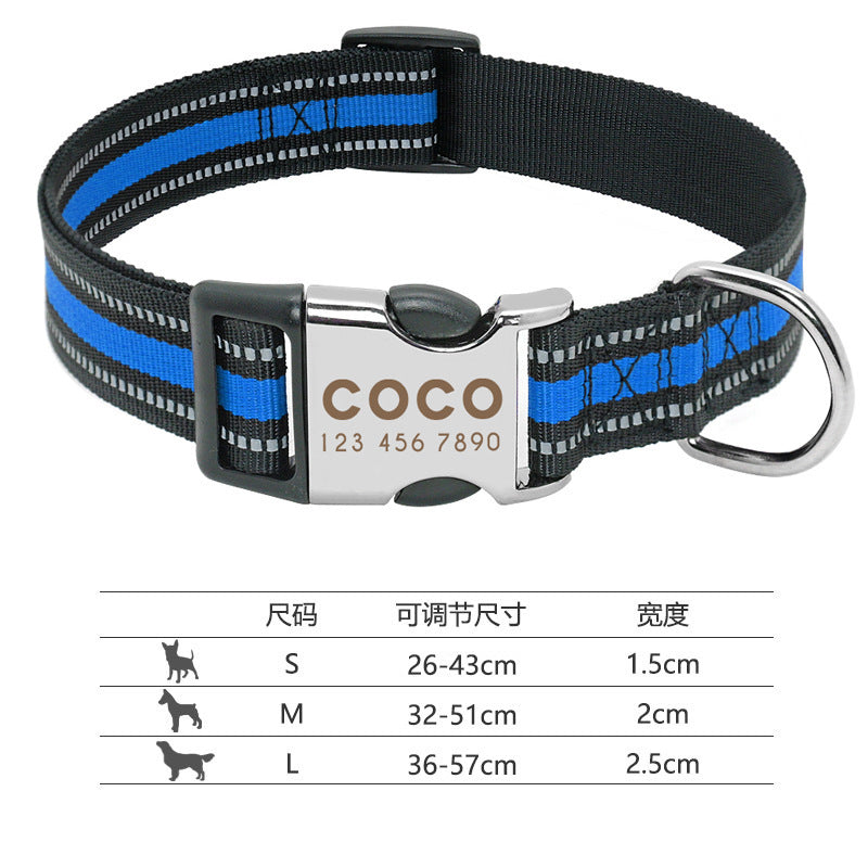 Reflective Dog Collar with Engraving for Pets
