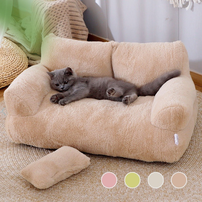 Luxury Cat Bed Sofa - Winter Warm Plush Pet Nest