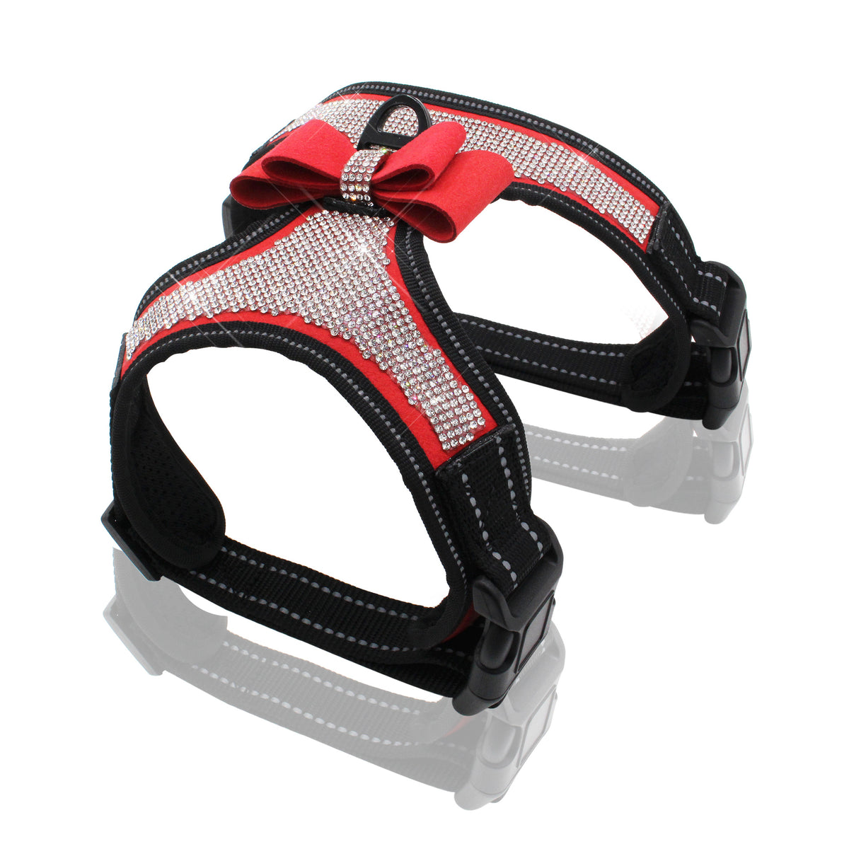 Reflective Pet Chest Strap with Shiny Rhinestones