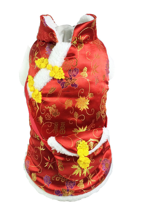 Chinese Style Dog Clothes with Red Envelope Bag Dress