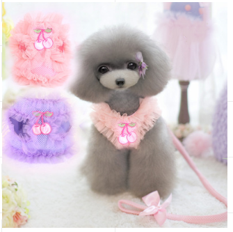 MKO Cute Lace Dog Harness Leash for Pets