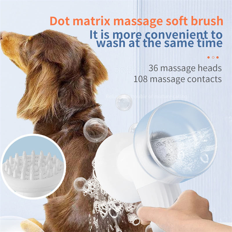 Automatic Foaming Pet Bath Brush with Soap Dispenser