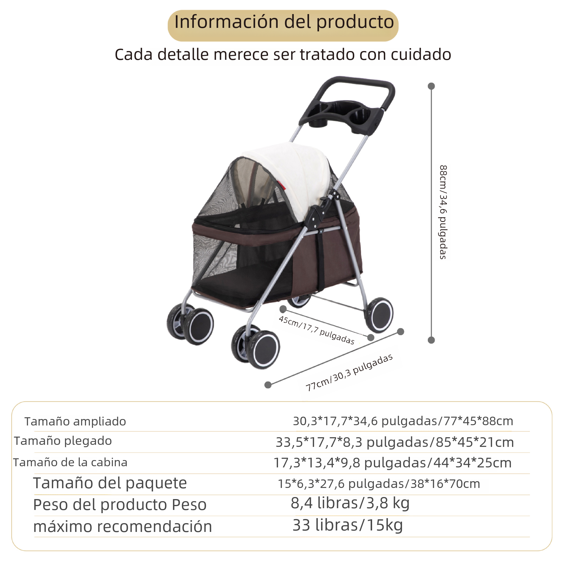 Portable Foldable Pet Stroller for Cats and Dogs