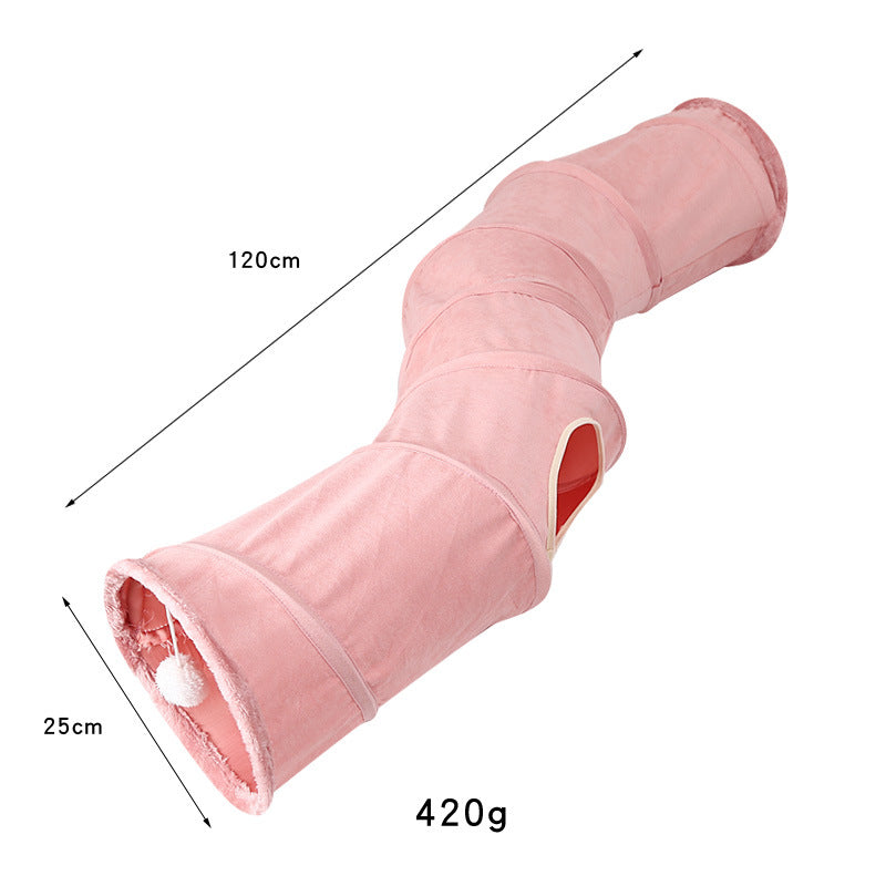 Double-layer Suede Cat Tunnel Tent for All Seasons