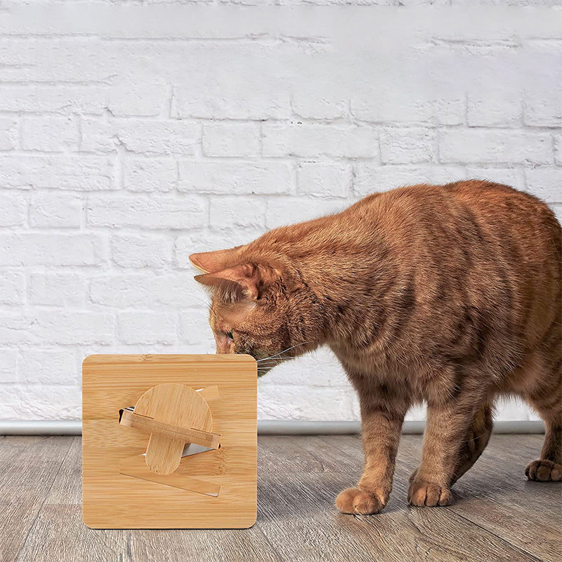 Bamboo Elevated Cat Bowl Stand with Dual Bowls