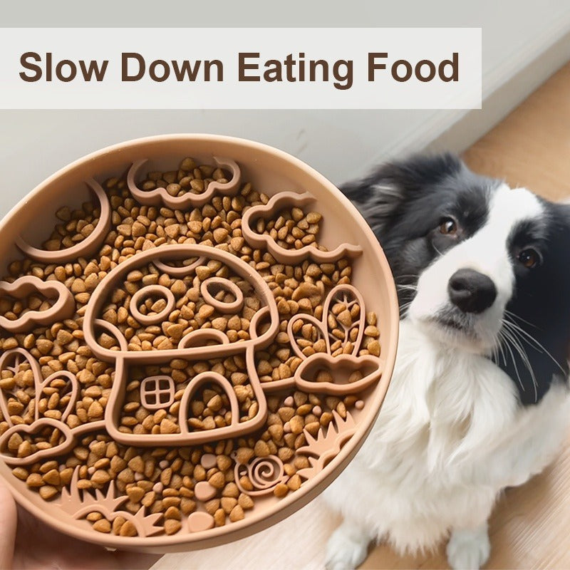 Silicone Mushroom Pet Slow Feeder Bowl