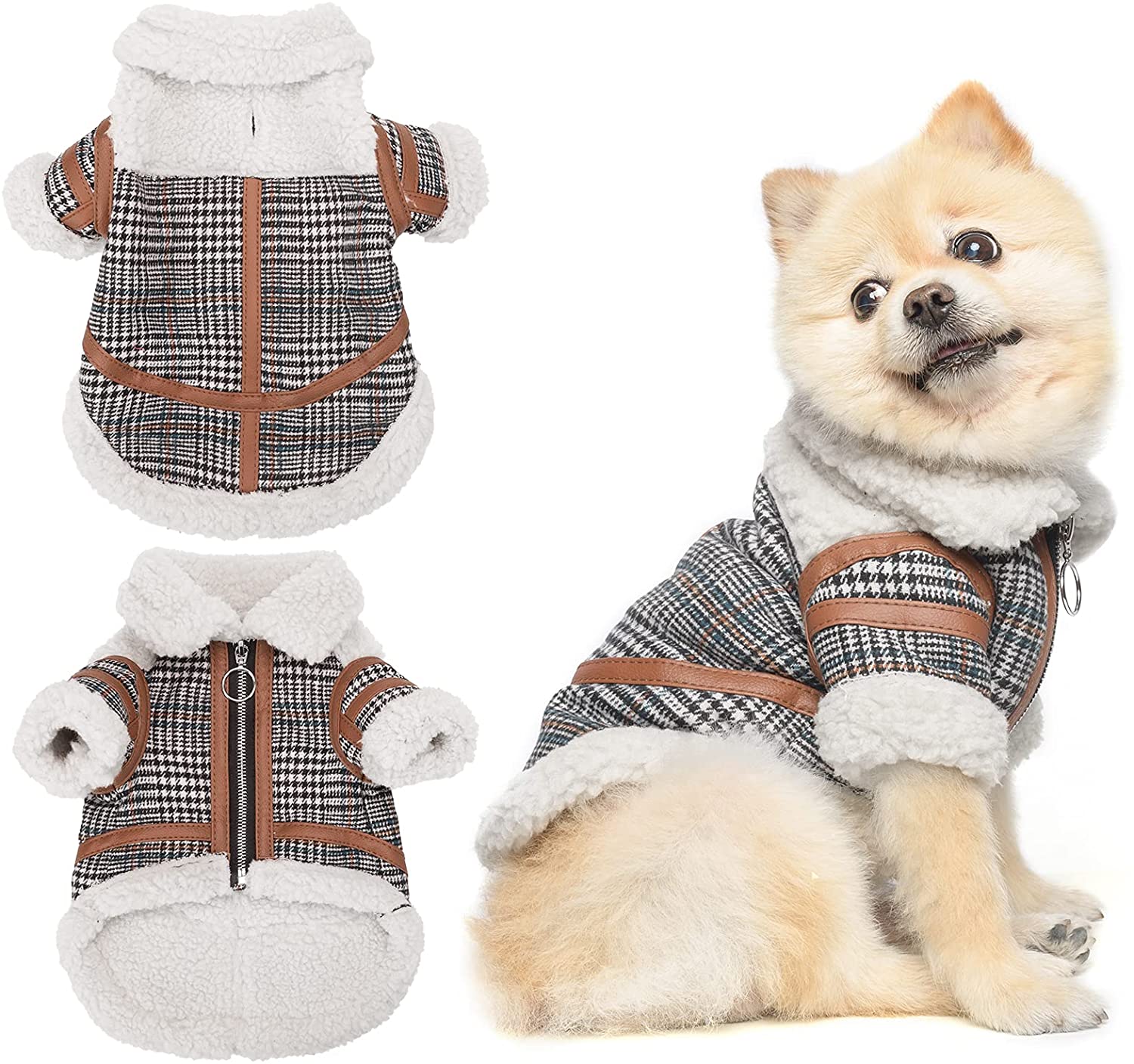 Plaid Warm Lamb Velvet Clothes for Two-Legged Pets