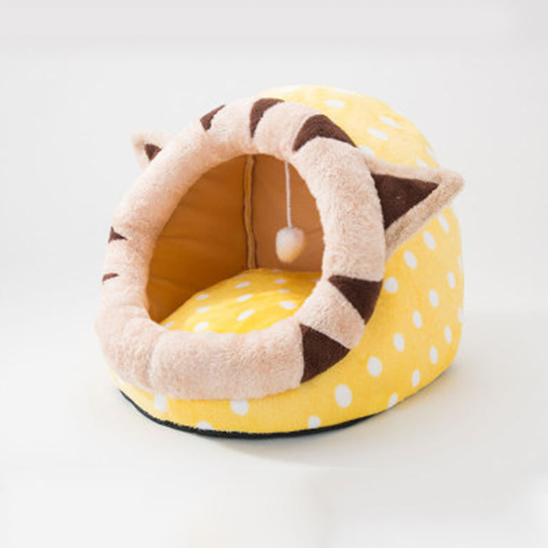 Cartoon Half-Enclosed Pet Bed for Dogs and Cats