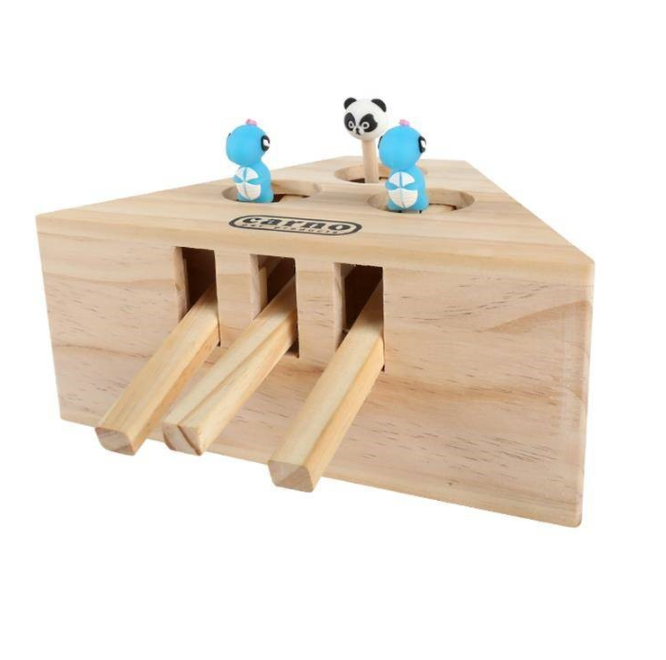 Interactive Wooden Cat Toy with Whack-a-Mole Design