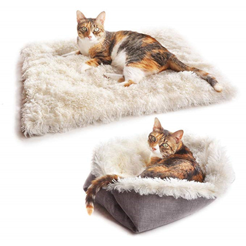 Dual-Use Cat Bed with Sleep Blanket and Tunnel