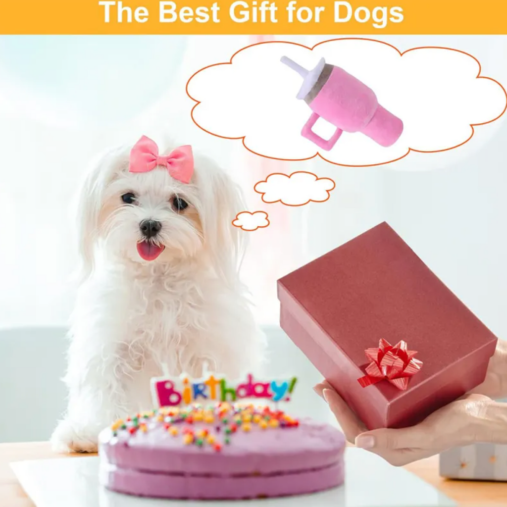 Plush Dog Toy with Handle Cup