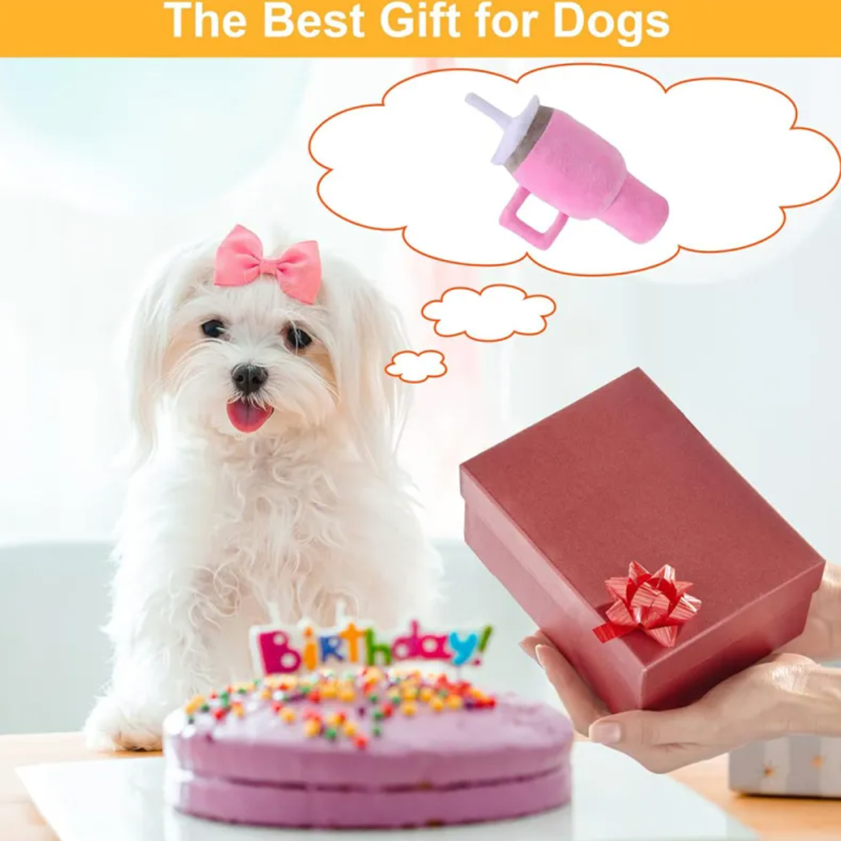 Plush Dog Toy with Handle Cup