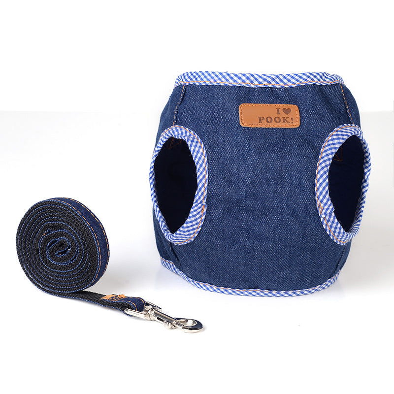 Dog Harness Leash - Denim Pet Safety Strap