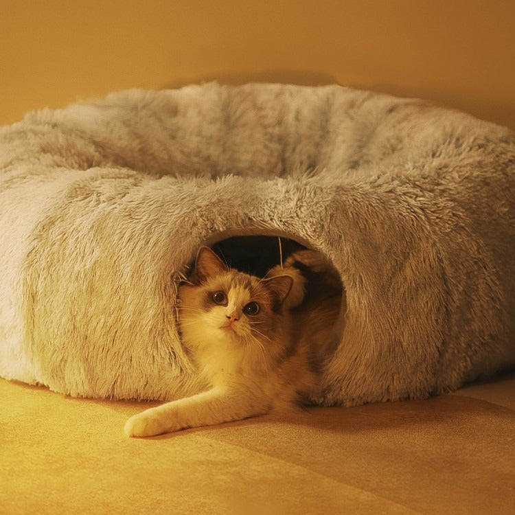 Four Seasons Closed Plush Cat Tunnel Bed