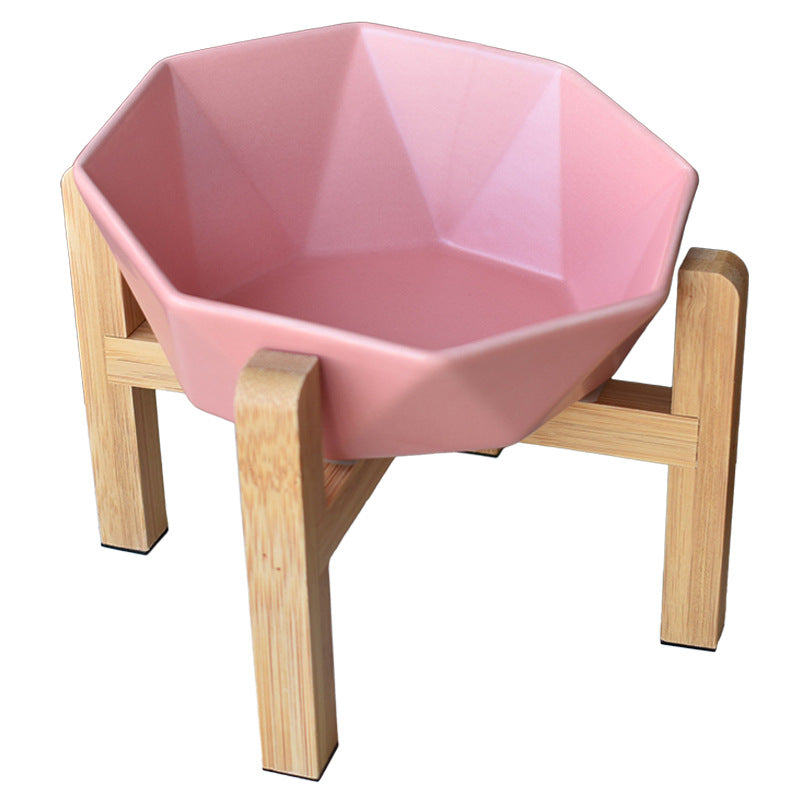 Diamond Cat Bowl with Slanted Design and Elevated Base