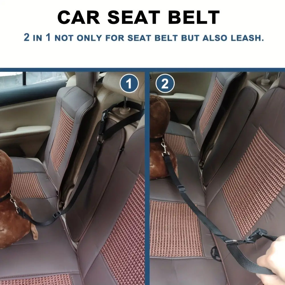Adjustable 2-in-1 Pet Car Seat Belt & Leash