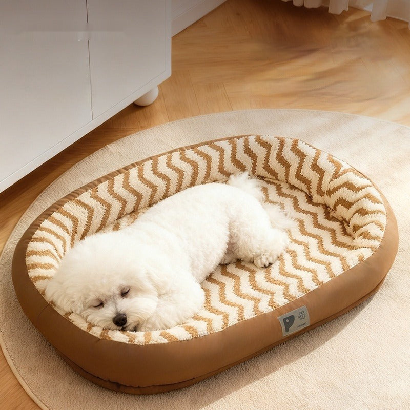 Oval Plush Pet Bed for Cats & Dogs