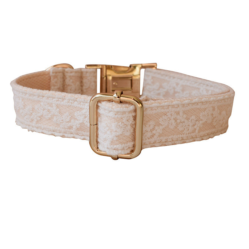 Lace Pet Collar with Metal Buckle and Bow Design