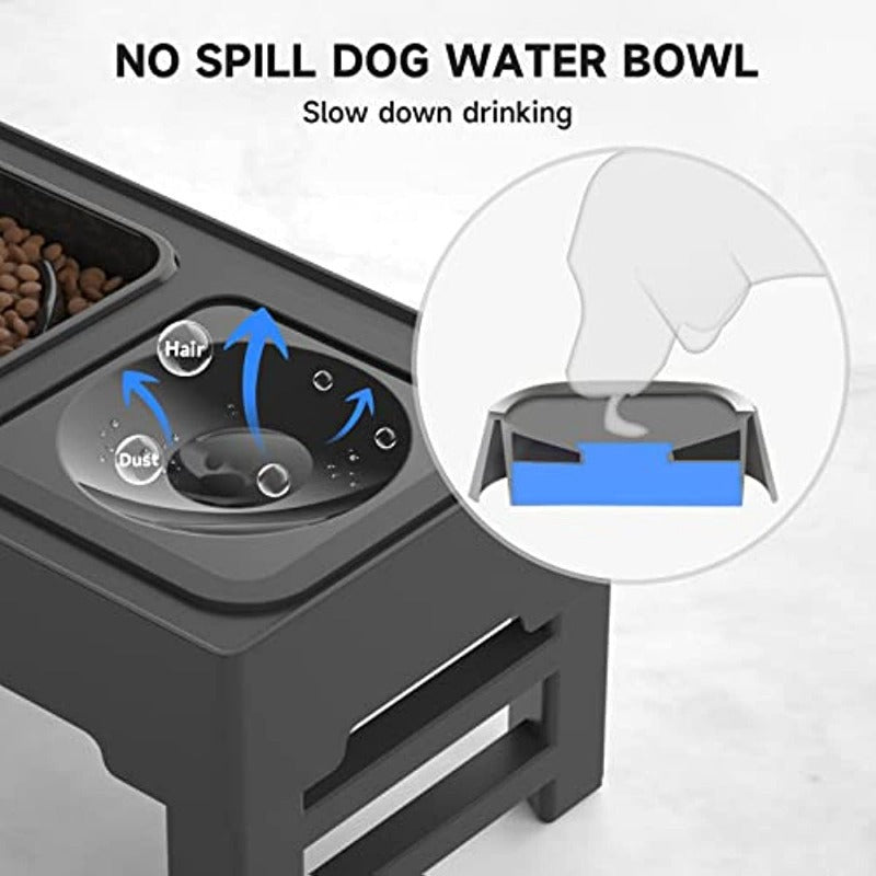 Adjustable Elevated Dog Bowl with Slow Feeder