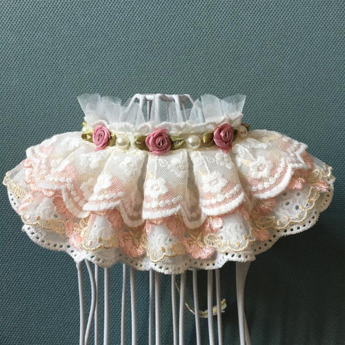 Adjustable Cotton Lace Bib with Bow Design