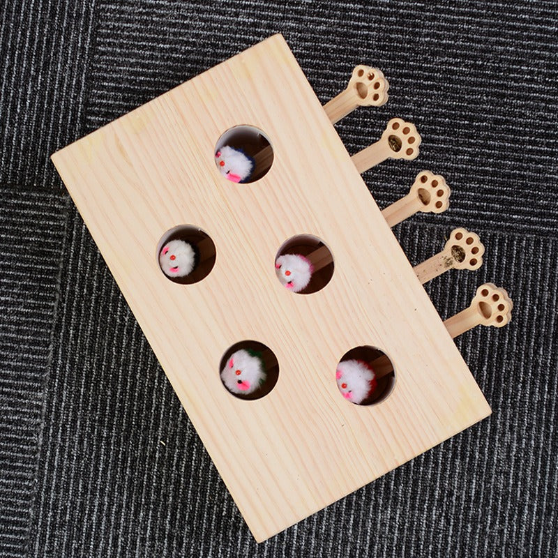 Solid Wood Catnip Whac-a-Mole Cat Toy