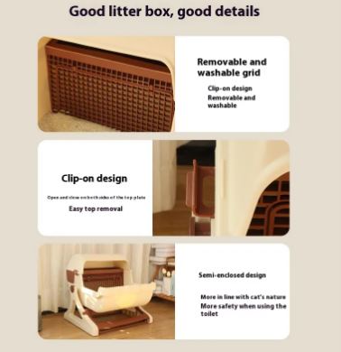 Semi-Automatic Tilting Open Cat Litter Box