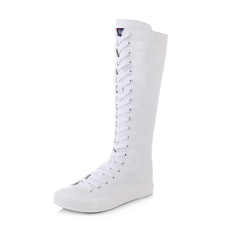 High-Top Women's Casual Canvas Zipper Boots