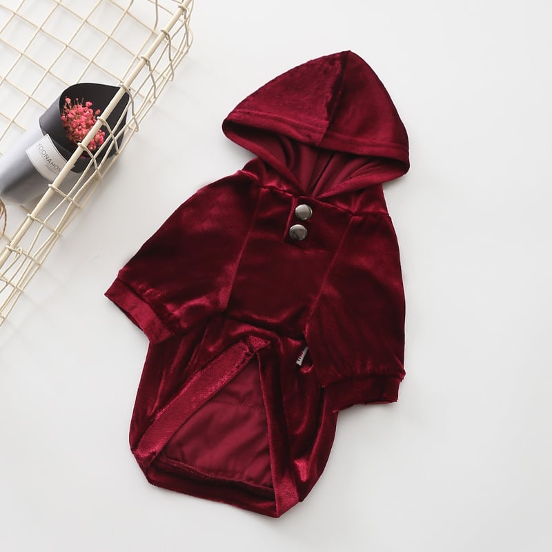 Hooded Velvet Sweater for Dogs - Fall/Winter Wear