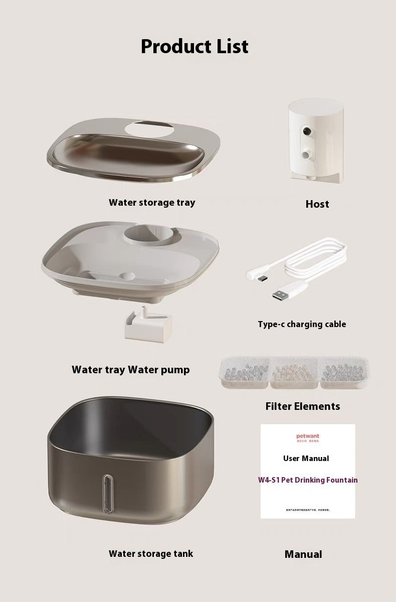 Stainless Steel Smart Pet Water Dispenser 3.2L