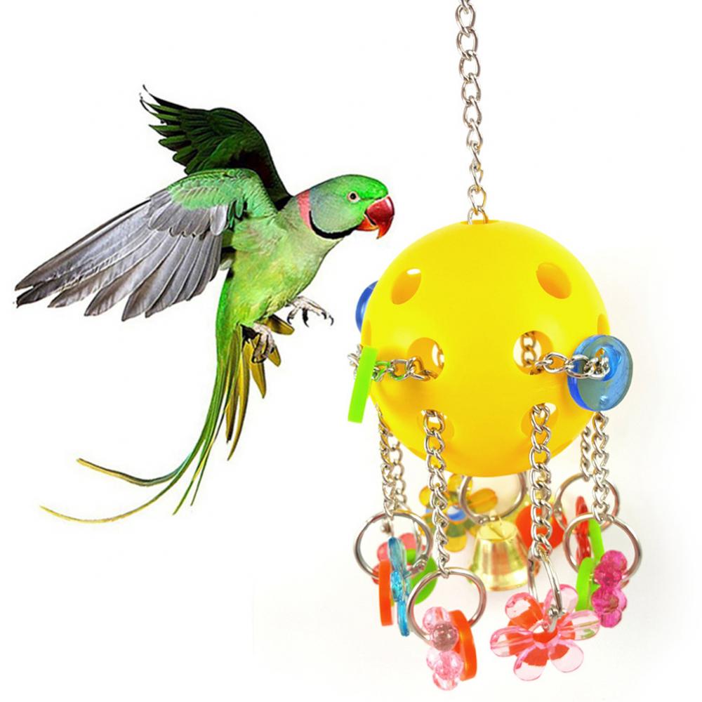 Yellow Flower-Shaped Parrot Chew Toy with Bell Ring