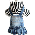 Teddy Puppy Dog Plaid Embroidered Denim Skirt