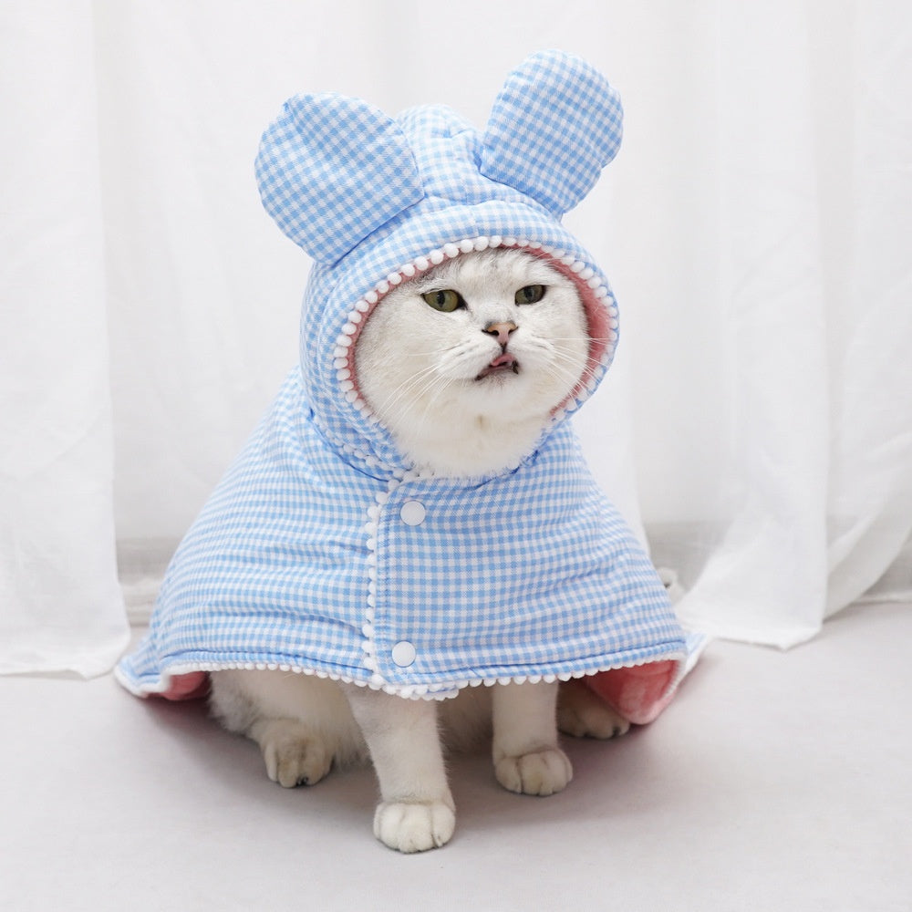 Cute Plaid Dog Cloak and Cat Cover Quilt with Cotton