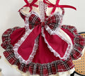 Plaid Lace Princess Lolita Dress with Pet Bow