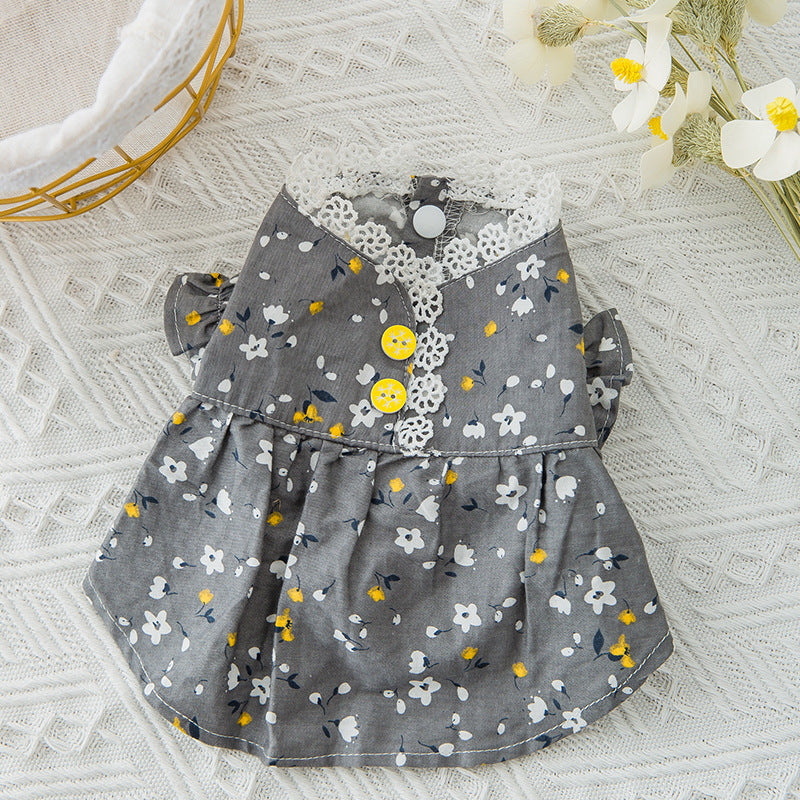 Floral Puff Sleeve Skirt for Small Pets