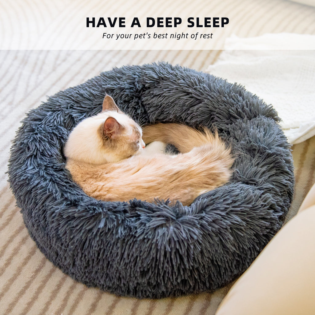 Plush Donut Pet Bed for Small Dogs & Cats